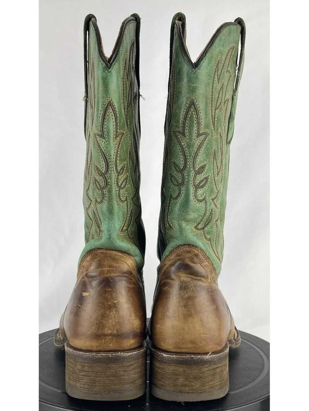 Women’s 6 / Teens 4 Corral Distressed Brown Green Leather Cowboy Boots 6086